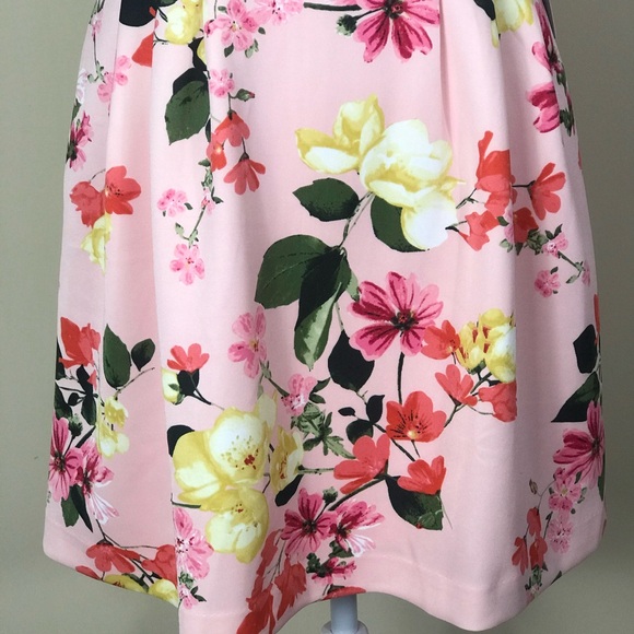 VINCE CAMUTO Womens Mini Light Pink Floral Halter Scuba Summer Dress Size 6P NEW - Picture 9 of 15